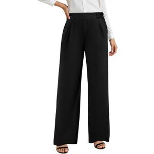 Womens Dress Pants High Waisted Office Pants for Bussiness Work Straight Leg Trousers Tummy Control (Small, Black)