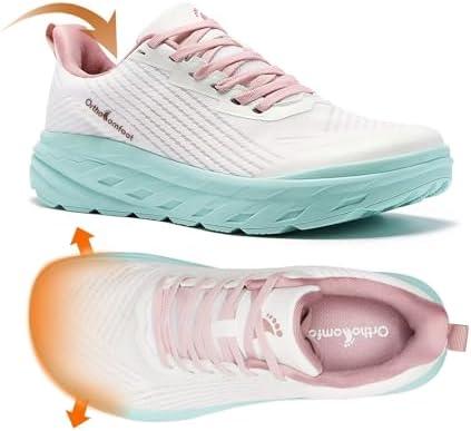 Women's Orthopedic Diabetic Wide Running Shoes: Comfortable Casual Arch Support Plantar Fasciitis Fashion Sneakers, High Arch Work Tennis Walking Shoes for Foot and Heel Pain Relief 37.5