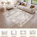 Abstract Living Room Rug 6x9 - Modern Washable Soft Thin Area Rug for Living Room Bedroom Under Dining Table - Neutral Indoor Floor Rug Carpets for Home Office Playroom Nursery - Light Brown