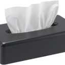Y-in Hand Tissue Box Cover, Rectangular Black Wall Mounted Facial Paper Holder Dispenser, Prefert for Storage on Bathroom Vanity, Kitchen, Night Stand, Countertops Office and Car