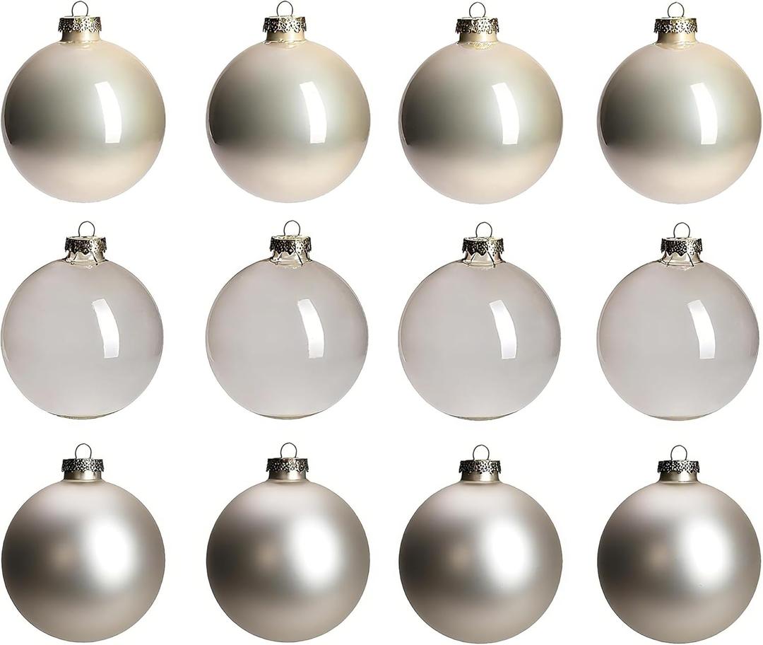 Champagne Glass Christmas Ball Ornaments for Christmas Tree, 2.36 Christmas Hanging Ornaments Set of 12 Xmas Baubles for Holiday Party Xmas Tree Decorations Gifts