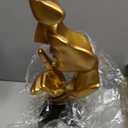 aboxoo Thinker Statue, Silence is Gold Abstract Art Figurine, Modern Home Resin Sculptures Decorative Objects Shelf Decor,Tabletop for Home Decor,Man Office Study Desk Statue (Large Gold)