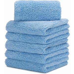 CARCAREZ Microfiber Towels for Cars, Car Drying Wash Detailing Buffing Polishing Towel with Plush Edgeless Microfiber Cloth, 450 GSM 16x16 in. Pack of 6 (Blue)