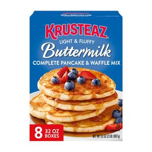 Krusteaz Light and Fluffy Buttermilk Complete Pancake Mix, Waffle and Pancake Mix, Just Add Water, 32 oz Box (Pack of 8) BB 1/17/28