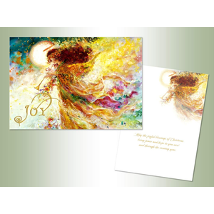 Performing Arts Boxed Christmas Cards with Full Color Inside Designs, Religious JOY Angel, (18cards, 18envelopes), Made In The USA