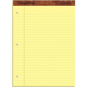 TOPS The Legal Pad Writing Pads, 8-1/2" x 11-3/4", Canary Paper, Legal Rule, 50 Sheets, 12 Pack (75351)