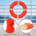 Pool Buoy Safety Boat Throw Ring Life with Water Floating Lifesaving Rope and Reflective Tape Orange 14"/22", 22 inches outer diameter, 14 inches inner diameter