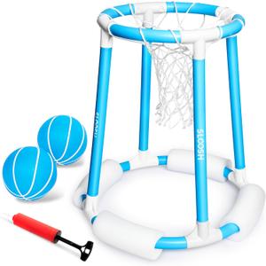 Sloosh Pool Basketball Hoop Set, Floating Basketball Pool Game, Swimming Floats Toys with Balls Pump, Summer Outdoor Water Play Toy for Kids and Adults (Blue)