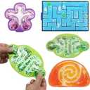 Squishy Sensory Toys for Kids, 3 Pack Maze Fidget Toys for Autism, Squeeze Toys with Filled Gel, Glitter, Stress Anxiety Relief Toys, Prizes for Kids Classroom