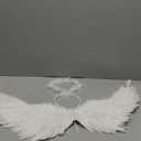 Angel Wings and Halo Adult Feather Angel Wings Costume for Women Halloween Cosplay Costumes (White)