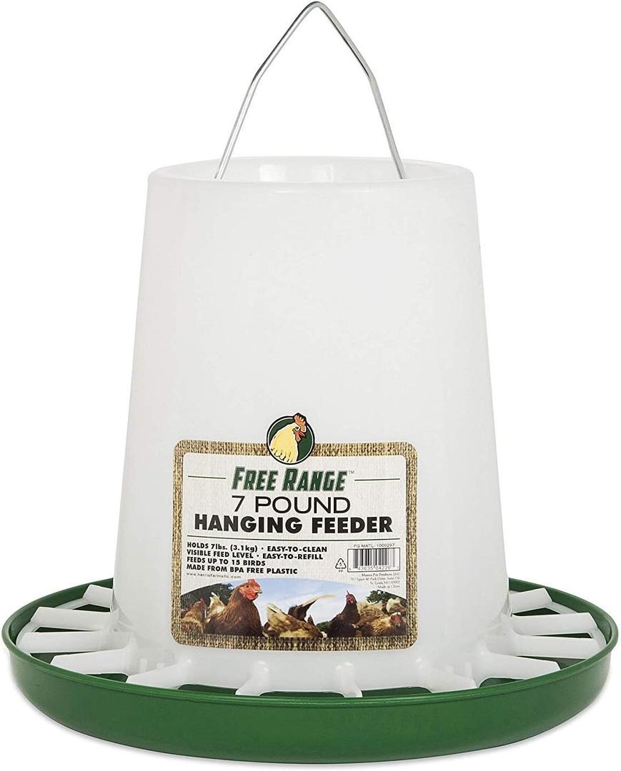 Harris Farms Free Range Hanging Poultry Feeder|Prevents Chickens from Scratching Out Feed|7 Pounds