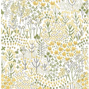 NuWallpaper, Flower Parade Yellow Peel and Stick Wallpaper, Modern, Self-Adhesive, 20.5-in x 18-ft