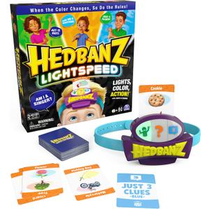 Spin Master Games, Hedbanz Lightspeed with Lights & Sounds, Classic Hedbanz with an Electronic Twist, 2-6 Players, Kids Games, Games for Family Night, for Ages 6 & Up