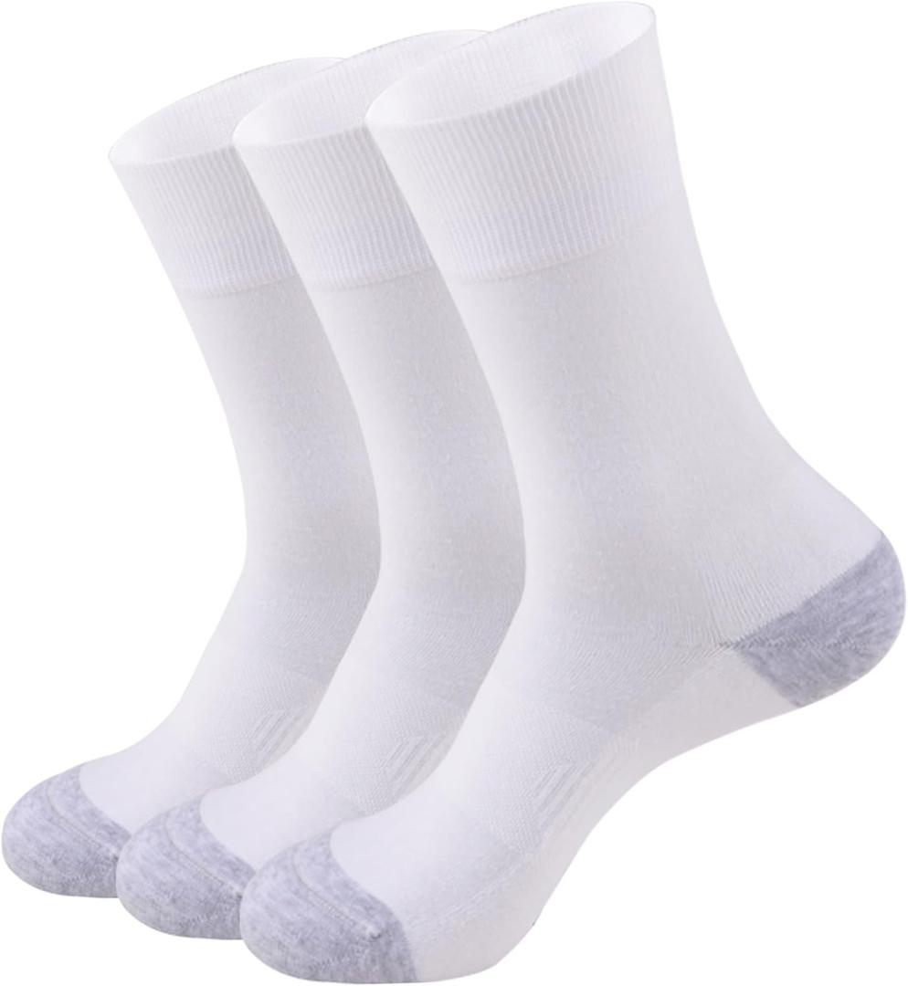 Men's Ultra-Light Thermal Socks - Thin Warm Heat Socks with Self Heat Yarn, Great Gift (10-13, White1)