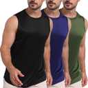Mens Tank Tops Muscle Athletic Quick Dry Sleeveless Workout Fitness T Shirts for Men (Small, Black/Blue/Green(3pcs))