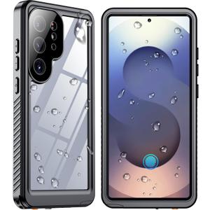 SPIDERCASE Only for Samsung Galaxy S25 Ultra Case Waterproof, Built-in Screen & Camera Lens Protector[IP68] [Military Grade Shockproof] Full Protection Only for S25 Ultra 6.9, Black/Clear