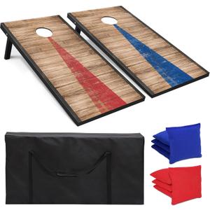 Cornhole Boards Set, 2 Regulation Size 4x2 Ft Cornhole Boards with 8 All-Weather Bean Bags and Carrying Case, Outdoor Corn Hole Games for Adults