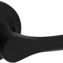 Kwikset Henley Dummy Door Handle, Single Sided Lever for Closets, French Double Doors, and Pantry, Matte Black Non-Turning Reversible Interior Push/Pull Lever, with Microban Protection (1 Pack)