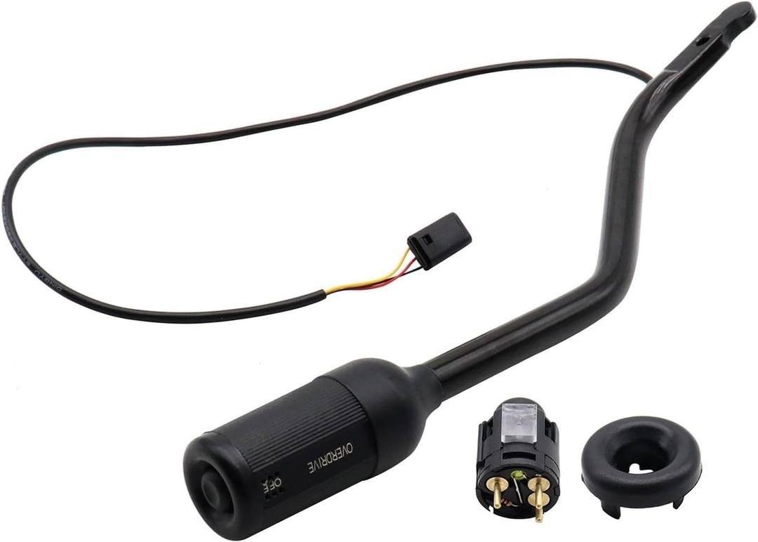 Transmission Gear Shifter Lever Set with Overdrive Shift Button and Cap Compatible with 1992-1997 Bronco F150 F250 F350 F53 F59, Replace for F4TZ-7210-B, F2TZ-7210-F