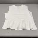Tankaneo Womens Summer Tank Tops Sleeveless Ribbed Knit Babydoll Peplum Tops Work Business Casual Shirts Blouses (White, S)