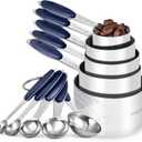 U-Taste Measuring Cups and Spoons: Food Grade 18/8 Stainless Steel Metal Measure Cups and Spoons Set of 10, Upgraded Thickness Handle (Midnight Blue)