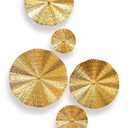 Gold Wall Decor for Living Room Hallway, 7PCS Metal Wall Art Hanging Sculptures Bedroom Decoration, 3D Metal Leaf Accent with 5 Sizes, Large Modern Artwork for Home Office Bathroom Kitchen
