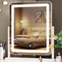 Lighted Makeup Mirror, Hollywood Vanity Mirror with Lights, Three Color Lighting Modes, and 5X Magnification Mirror, Smart Touch Control, 360Rotation (17.2in. White)