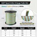 LIMICAR 100FT 14 Gauge Trailer Wiring Harness Kit - 4-Way Bonded, Color-Coded Boat Trailer Wiring for Lights