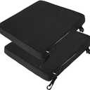 FUNHOME Outdoor Chair Cushions 18x18 Inch,Set of 2,Water Resistant Chair Pads with Ties,Square Seat Cushion 18"x18"x2.5",Patio Chair Cushion for Garden,Backyard Furniture(Black)