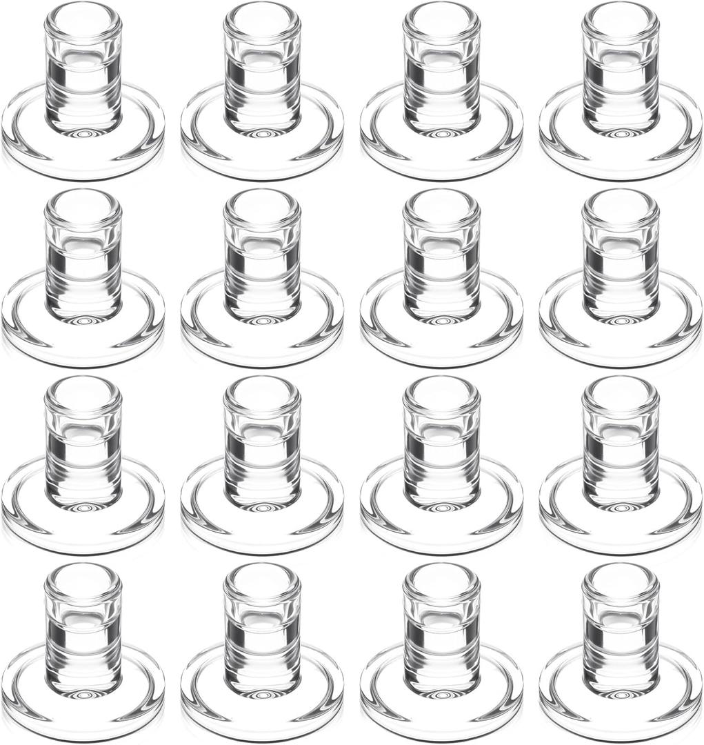 16 Pcs Clear Glass Taper Candle Holders, Clear Candlestick Holders Bulk for Wedding, Party, Table Centerpiece Decor & Festival(2.7" x 2.7"x 2.3")