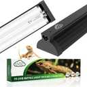 QZQ T5 UVB Reptile Light Fixture Combo Kit 8W, 10.0 UVB Light for Reptiles, Terrarium Hood Comes with Desert UVB Lamp for Bearded Dragon, Gecko, Tortoise, Lizard (8W-12.4IN)