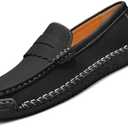 Women's Leather Casual Penny Loafers Classic Comfortable Lightweight Slip-On Driving Moccasins Soft Sole Flat Work Walking Shoes, 8.5-9