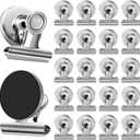 VNDUEEY 20 Pack Fridge Magnets Refrigerator Magnets, Strong Magnetic Clips Heavy Duty, Magnet Clips for Whiteboard, Magnets for Fridge Locker Office Accessories (Silver)