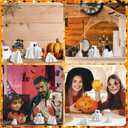 3 Pcs Resin Ghost Decor Halloween Horned Ghost, Cat, Dog Figurines Cute Farmhouse Tiered Tray Coffee Table Centerpieces Shelf Mantel Display Collections