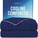 Cooling Comforter King/Cal King Size - Cooling Blanket for Hot Sleepers & Night Sweats - Summer Comforter for King/Cal King Size Beds - Soft, Cozy, Breathable Cold Blanket for Sleeping - 104x90 (Navy)