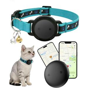 GPS Cat Tracker Collar (iOS & Android)- Dogs GPS Tracker Smart Pet Activity Tracker, No Subscription, Works with Google Find Hub & Apple Find My App, Anti-Lost for Keys, Pet Items Blue (1 Pack)