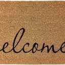 KANKUN Coco Coir Door Mat with Heavy Duty Backing, Welcome Doormat (17" x 30"), Doormat Entrance (Welcome)