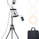 Elitehood 12 Ring Light with Tripod Stand (72 Tall) & iPad/Phone Holder, Dimmable Selfie Circle LED Lights Ringlight for Video Recording, Conference, Makeup, Laptop, Computer, Webcam, YouTube