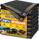 JOJOLEE 70% Sun Shade Cloth, 10x20FT Shade Net Mesh Tarp with Grommets, Black Sunblock Cover for Outdoor Patio Plants, Pergola, Greenhouse, Chicken Coop, Backyard, Balcony
