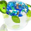 QFkris 2.5" Hand Blown Glass Sea Turtle Figurines Handmade Art Glass Turtle Decor Miniature Animals Collectibles Ornament Valentines Day Gift for Women