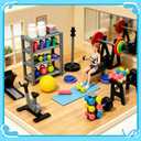 Miniature Gym Equipment Set, Plastic Mini House Fitness Accessories, Miniature Workout Room with Treadmill Exercise Bike Dumbbells for Miniature House Micro Landscape Decor