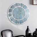 1st owned Wall Clocks for Living Room Decor,24" Vintage,Round Silent Non Ticking,Black Metal,Modern Wood Clocks for Home Bedroom,Kitchen,Garden,Office,Cafe,Modern Wall Decoration -Roman Numerals