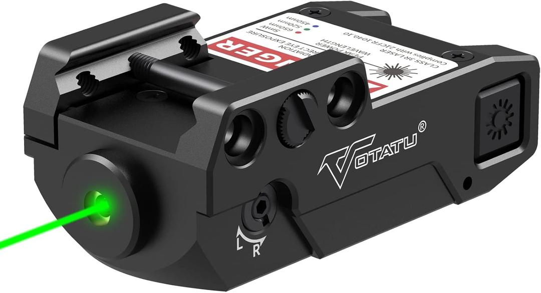 Votatu H3L-G Green Laser Sight, Aluminum Ultra Low Profile Picatinny Mount Green Dot Sight, Strobe Mode Available, Magnetic USB Rechargeable and Ambidextrous Control (Black)