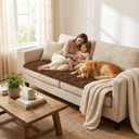 Smiry Pet Couch Covers for Dogs Washable, Non-Slip Fuzzy Couch Covers for 3 Cushion Sofa Pet Friendly, Soft Thick Furniture Protector Sofa Slipcover Mat for Dogs (Chocolate, 27.6" x 82.7")