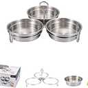 Stainless Steel Egg Poacher, 3-Cup Poached Egg Maker Cups, Nonstick Egg Steamer with Rack for Microwave Oven Stovetop Steamer