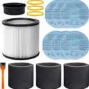 Filter Replacement 90304, 90107 dry filter, 90585 Foam Sleeve Fit for shopvac 90304, 90350, 90333,903-04-00, 9030400,5 Gallon Up Wet/Dry Vacuum Cleaners, 15 Pack