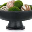 2 x Hanobe Decorative Wood Bowl for Centerpiece: Wooden Black Pedestal Bowl Decor for Entry Way Table - Large Coffee Table Decor Dough Bowl for Fruit,Keys
