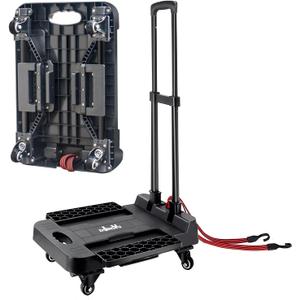 ZHJINGYU Folding Hand Truck Cart,Heavy Duty Trolley 220lbs Capacity,Folding Luggage Cart, Collapsible Wheels,Extended Handle Portable Dolly Cart for Moving, Airport, Office,Carrying Home (4 Wheel Steel)