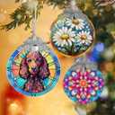 Poodle Christmas Ornament - Jocidea Poodle Hanging Ornament - Poodle Christmas Tree Ornaments - Poodle Sun Catcher - Christmas Poodle Decor - Christmas Poodle Gift - Gifts for Poodle Lovers (Teddy)