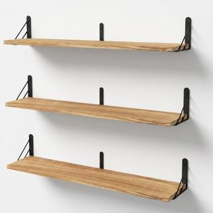 Floating Wall Shelves,Floating Book Shelves for Wall,Hanging Bookshelf Wall Mounted,Long Wood Shelf Storage Display for Bathroom Living Room Bedroom Office Decor,3 Pack,36 Inch,Carbonized Black